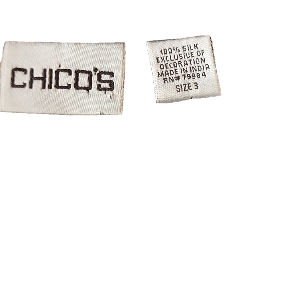 Chico's Beautiful Black And White Blouse with White Seguin - Picture 5 of 5
